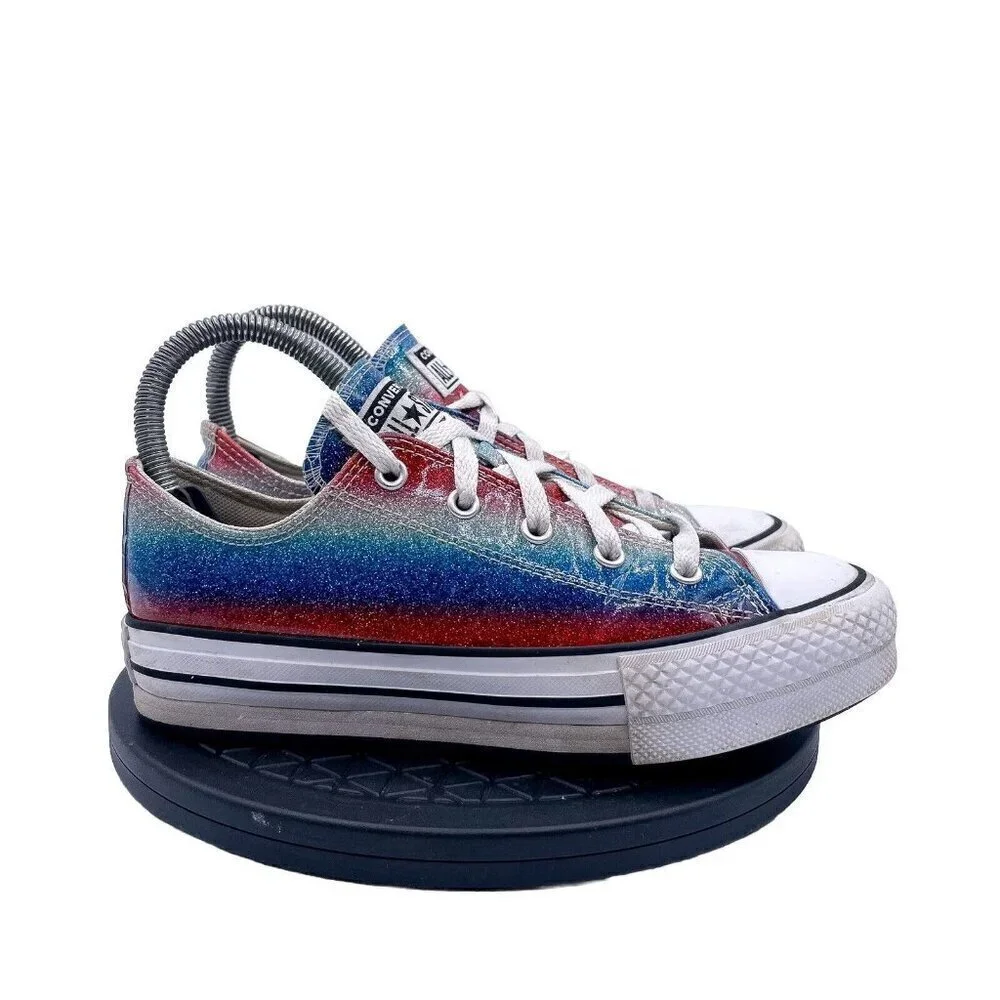 Converse CTAS Eva Lift OX Girls Size 3 Glitter Lace Up Low Sneaker Shoes